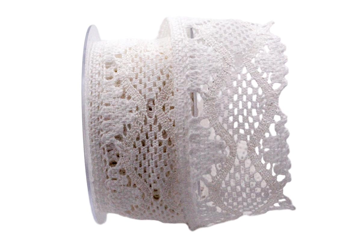 Dekoband Spitze weiß 50mm ohne Draht