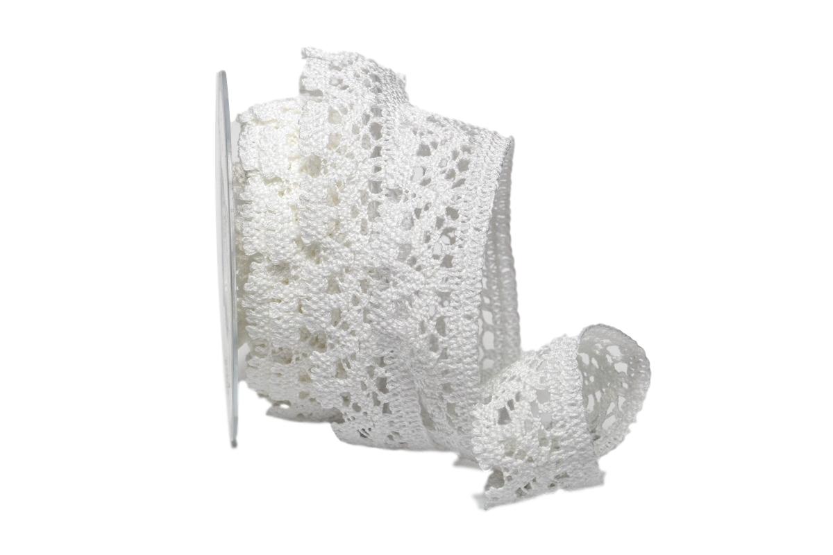 Dekoband Spitze 40mm weiß ohne Draht