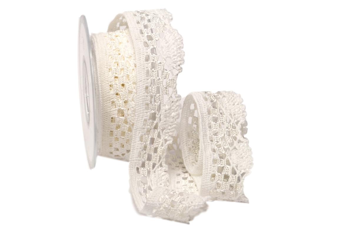 Dekoband Spitze 40mm weiß ohne Draht