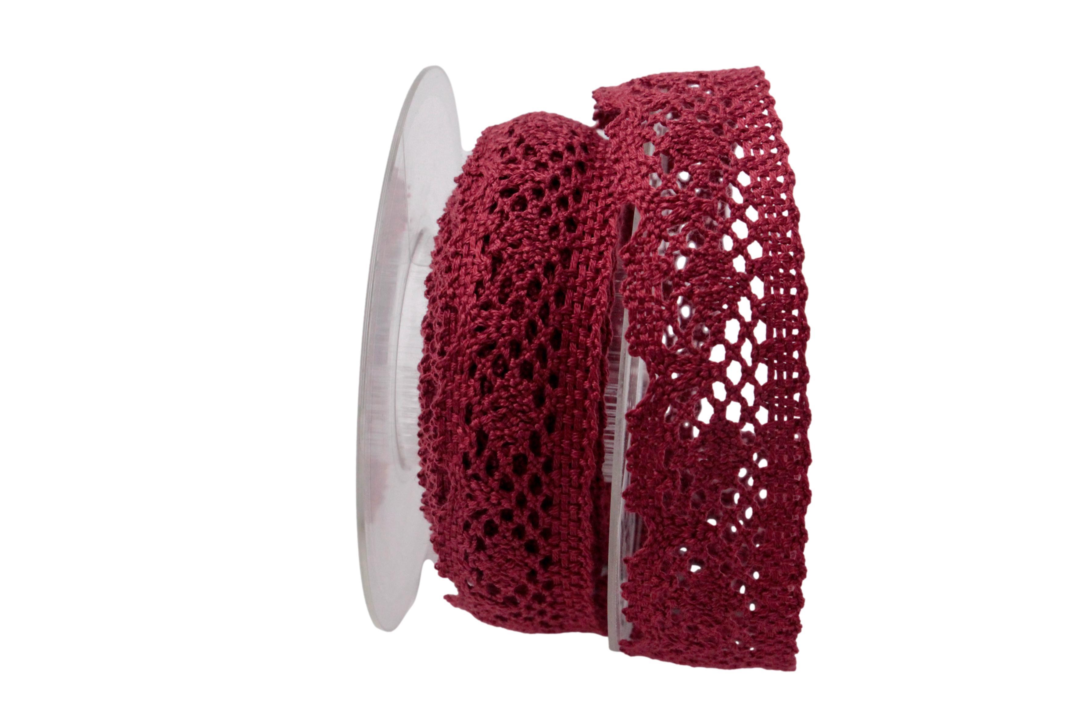 Dekoband Spitze 30 mm bordeaux ohne Draht