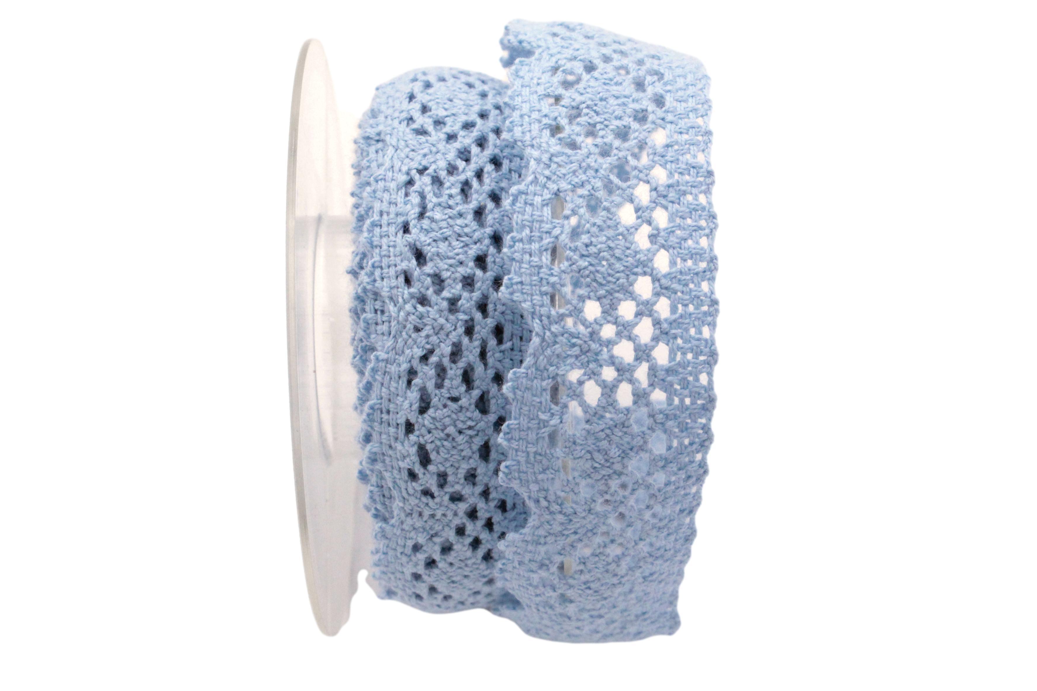 Dekoband Spitze 34mm blau hell ohne Draht