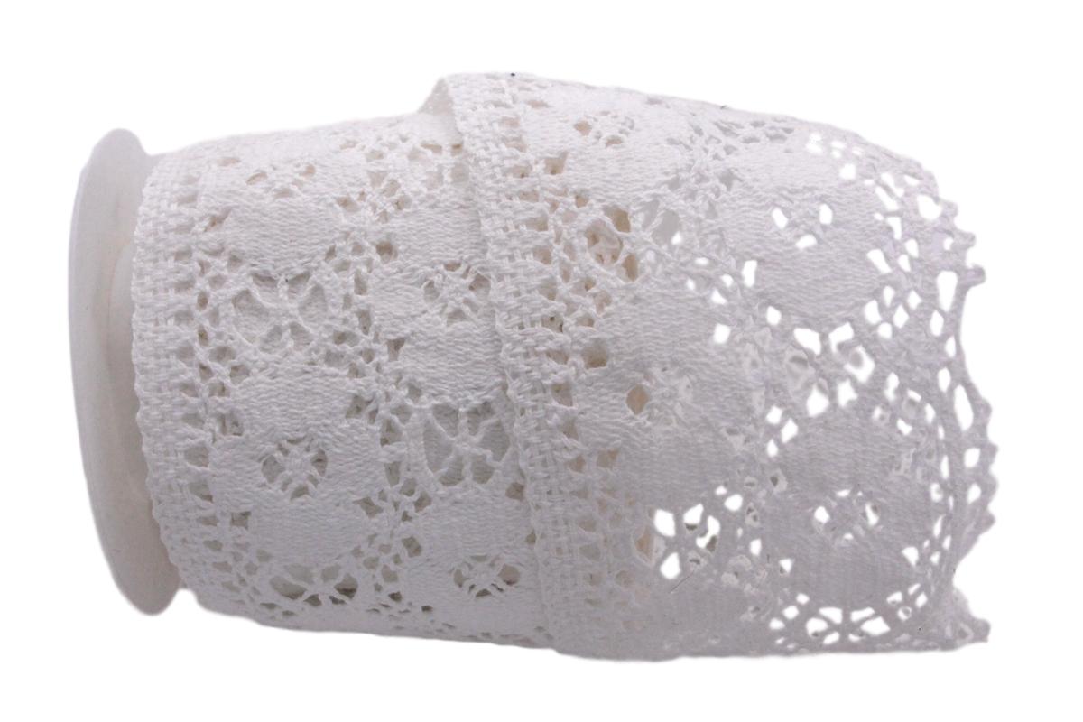 Dekoband Spitze weiß 100mm ohne Draht