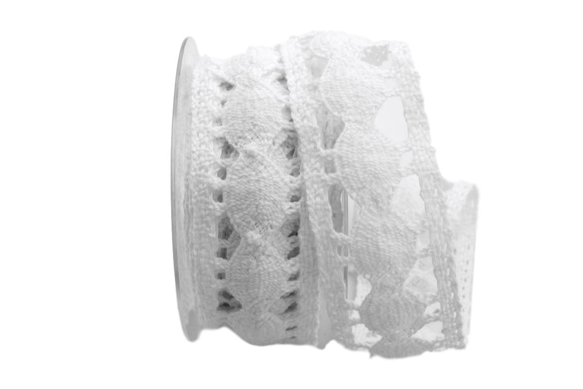 Dekoband Spitze weiß 50mm ohne Draht