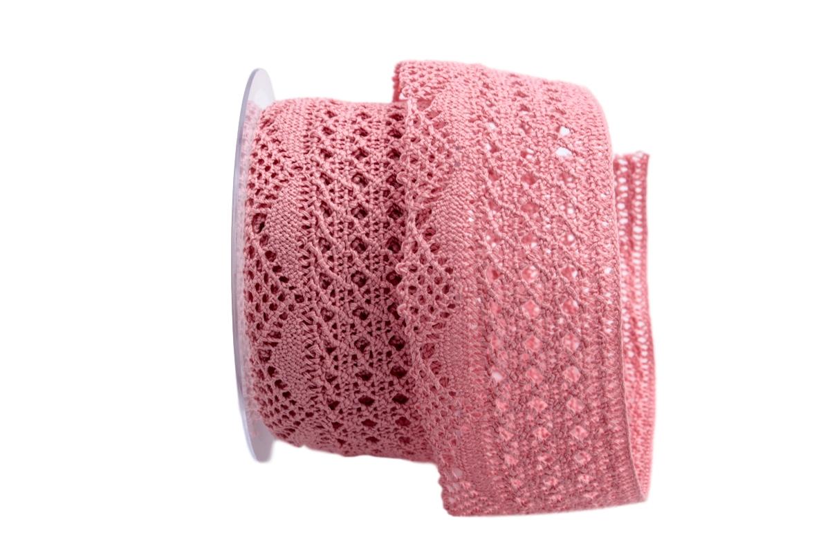 Dekoband Spitze rosa 50mm ohne Draht