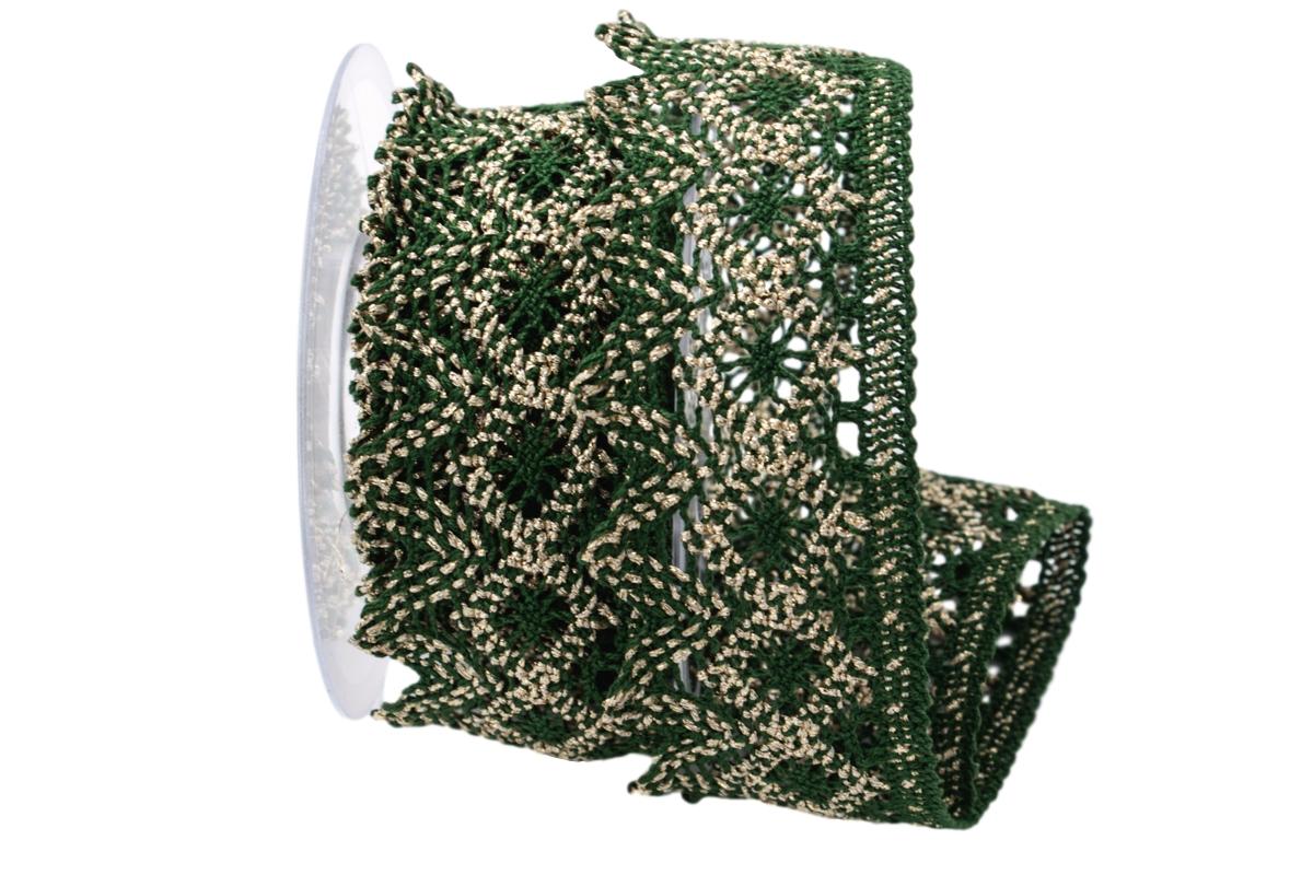 Dekoband Spitze grün  50mm ohne Draht