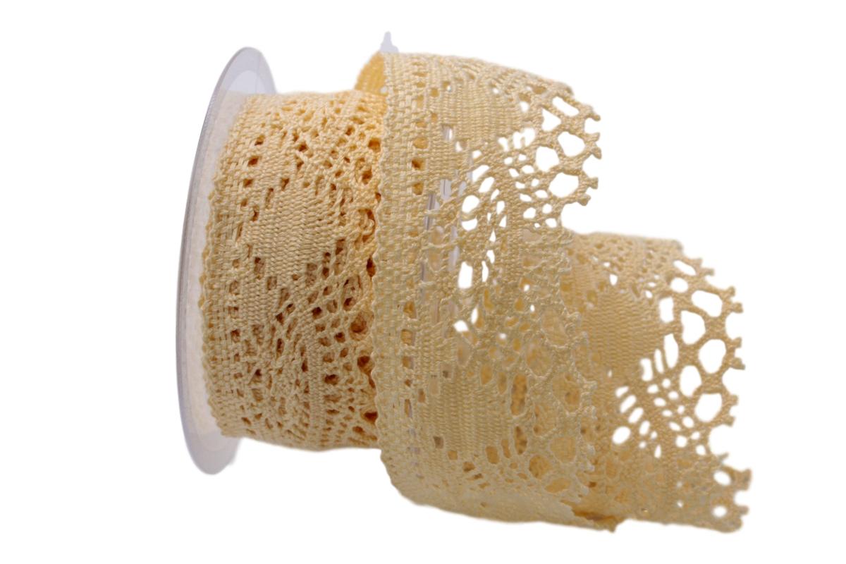 Dekoband Spitze creme dunkel 50mm ohne Draht