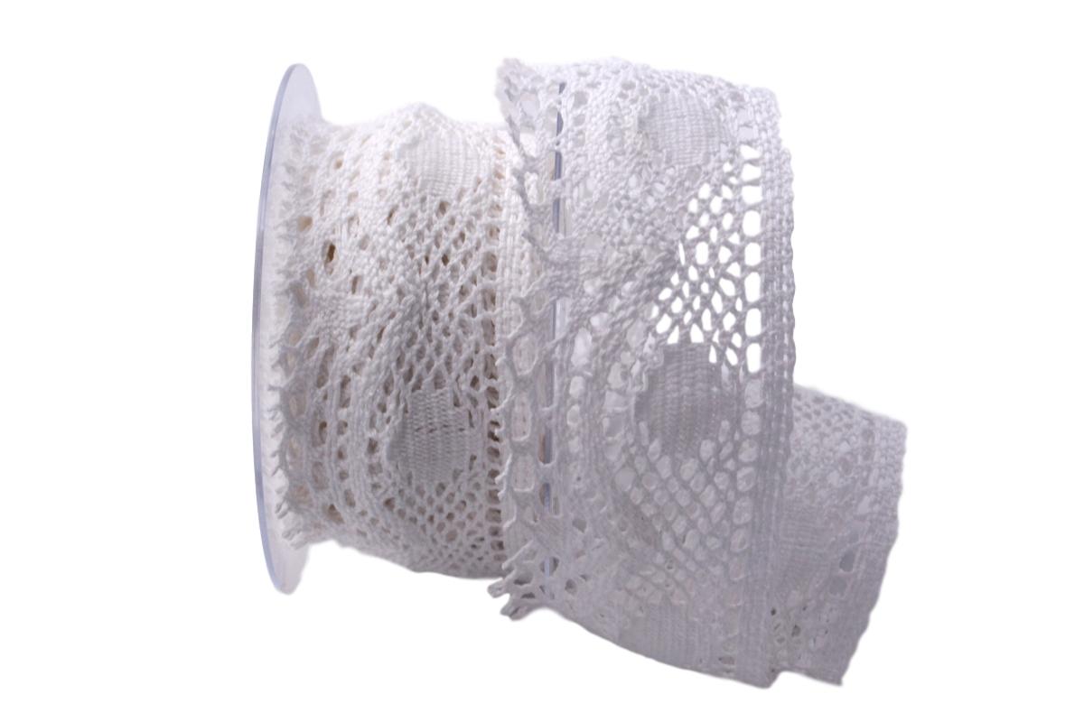 Dekoband Spitze weiß 50mm ohne Draht