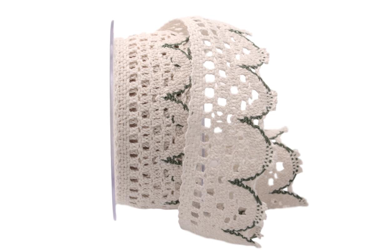 Dekoband Spitze 40mm creme ohne Draht