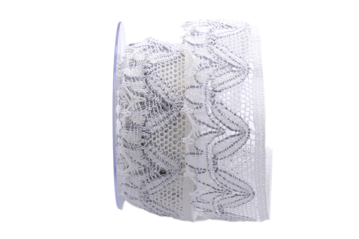 Dekoband Spitze weiß 40mm ohne Draht