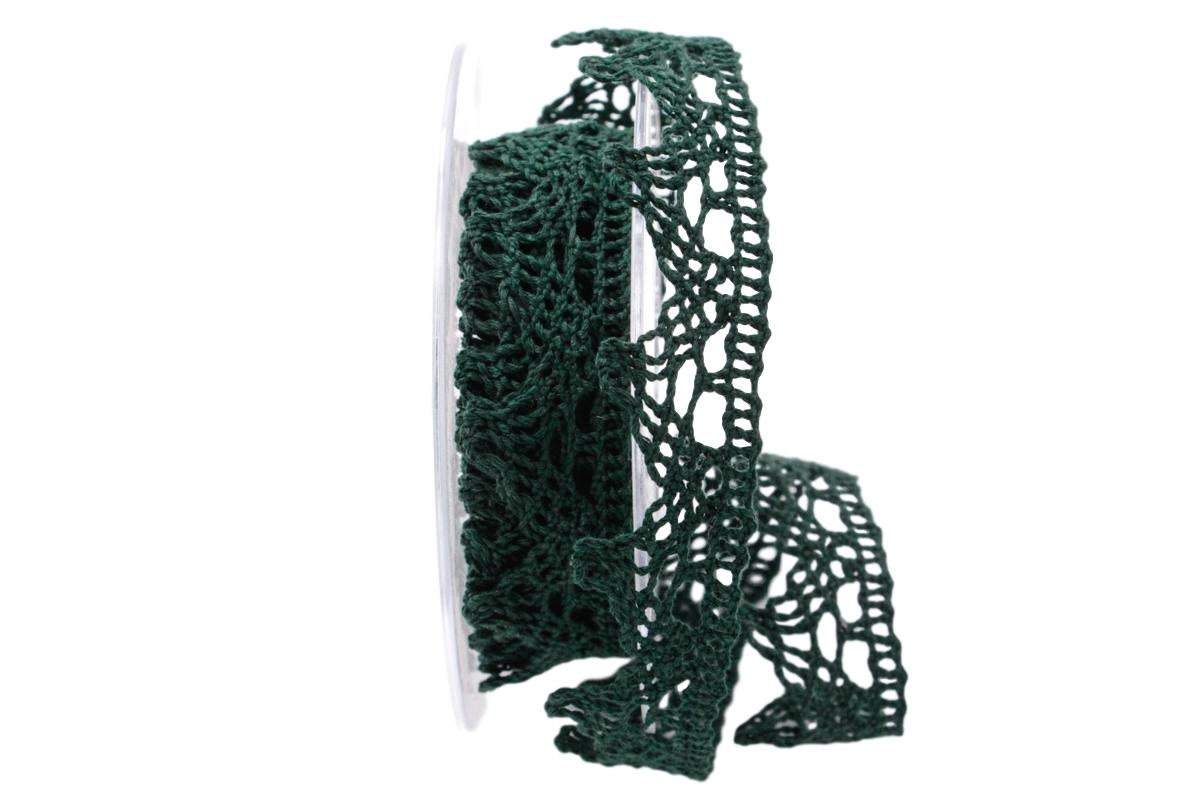 Dekoband Spitze grün 25mm ohne Draht