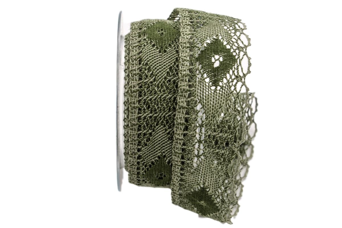 Dekoband Spitze 35mm grün ohne Draht