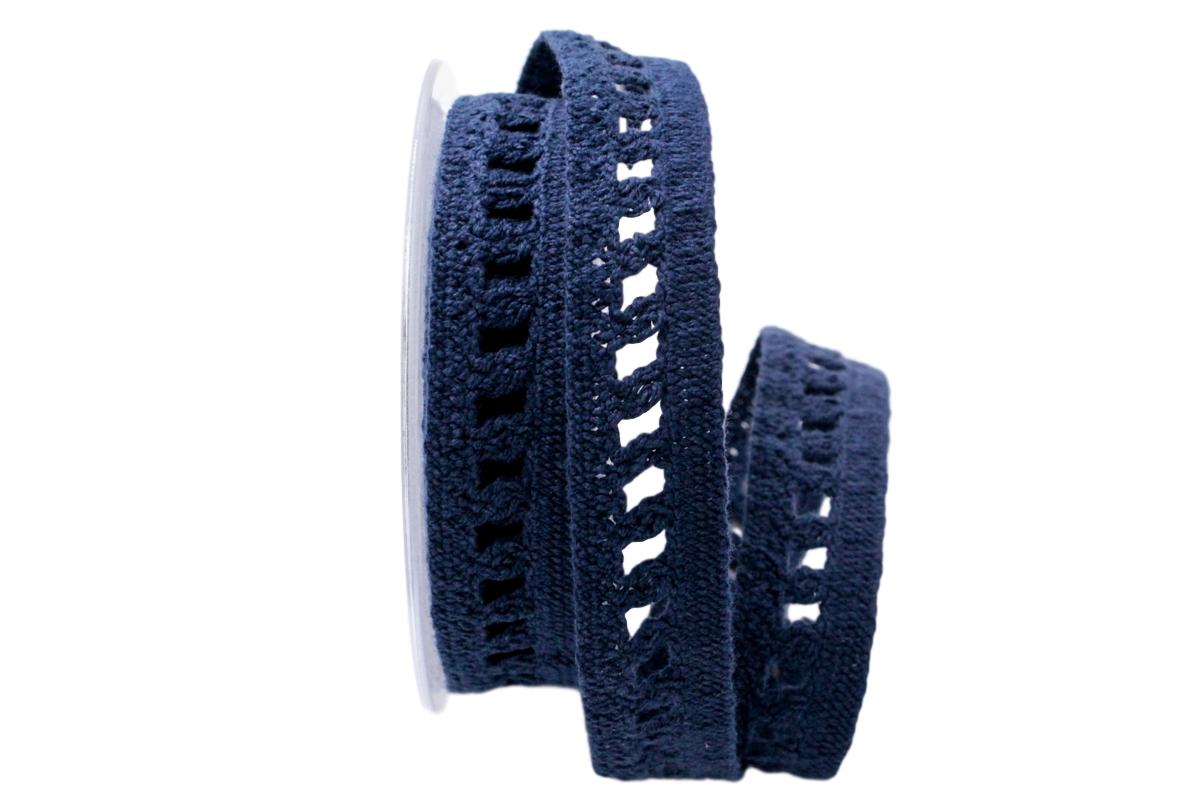 Dekoband Spitze blau 25mm ohne Draht