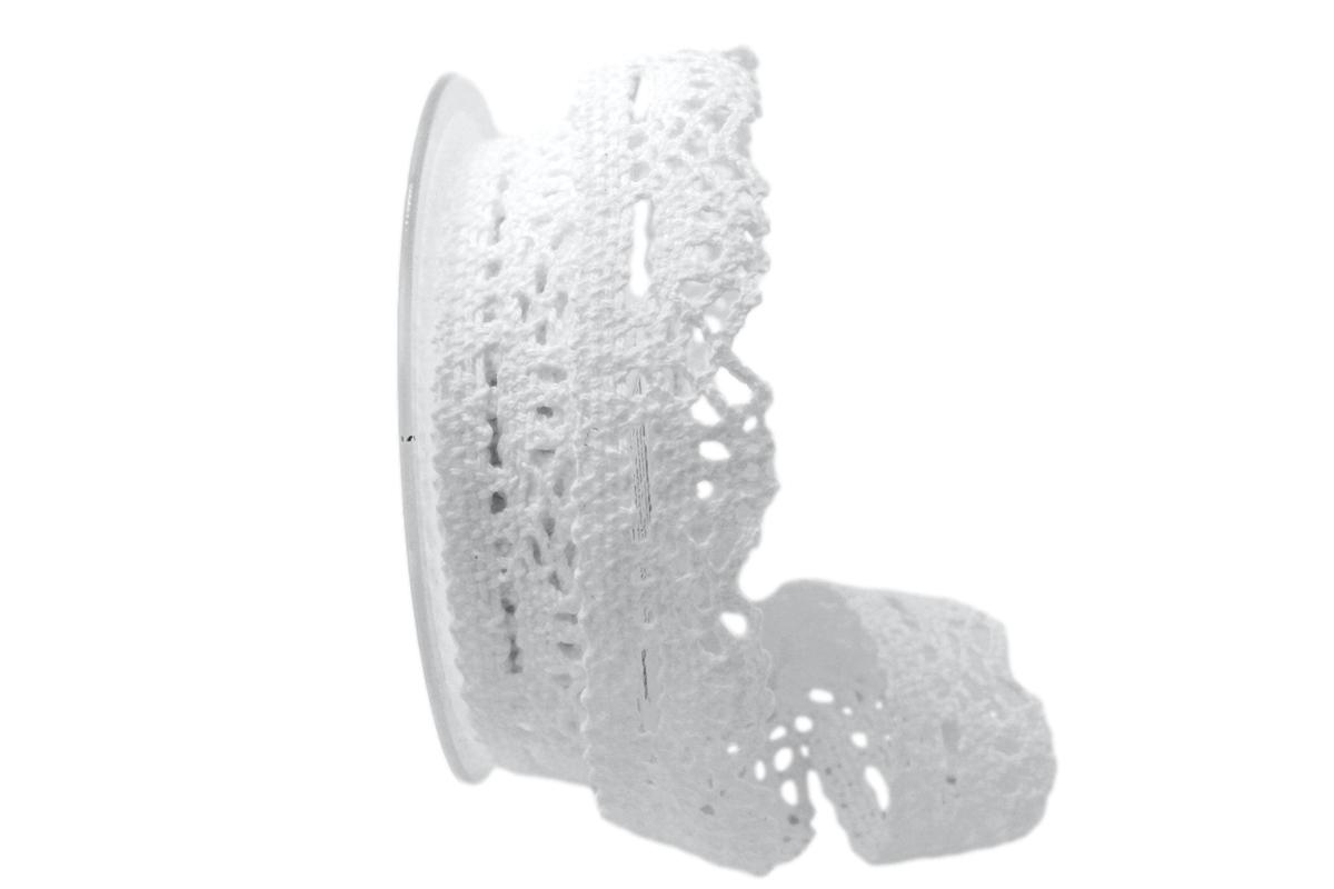 Dekoband Spitze weiß 25mm ohne Draht