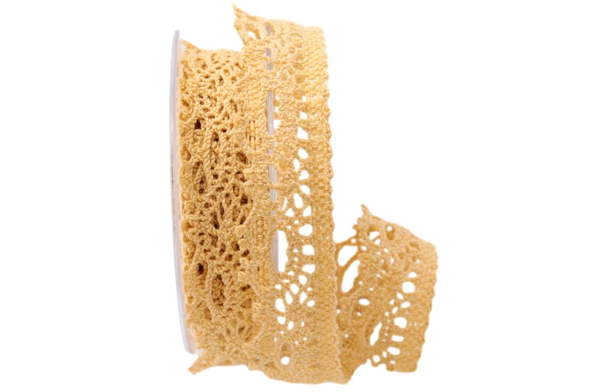 Dekoband Spitze gelb pastell ca. 25mm ohne Draht