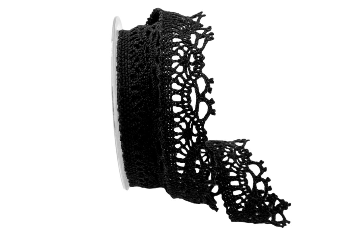 Dekoband Spitze schwarz 25mm ohne Draht