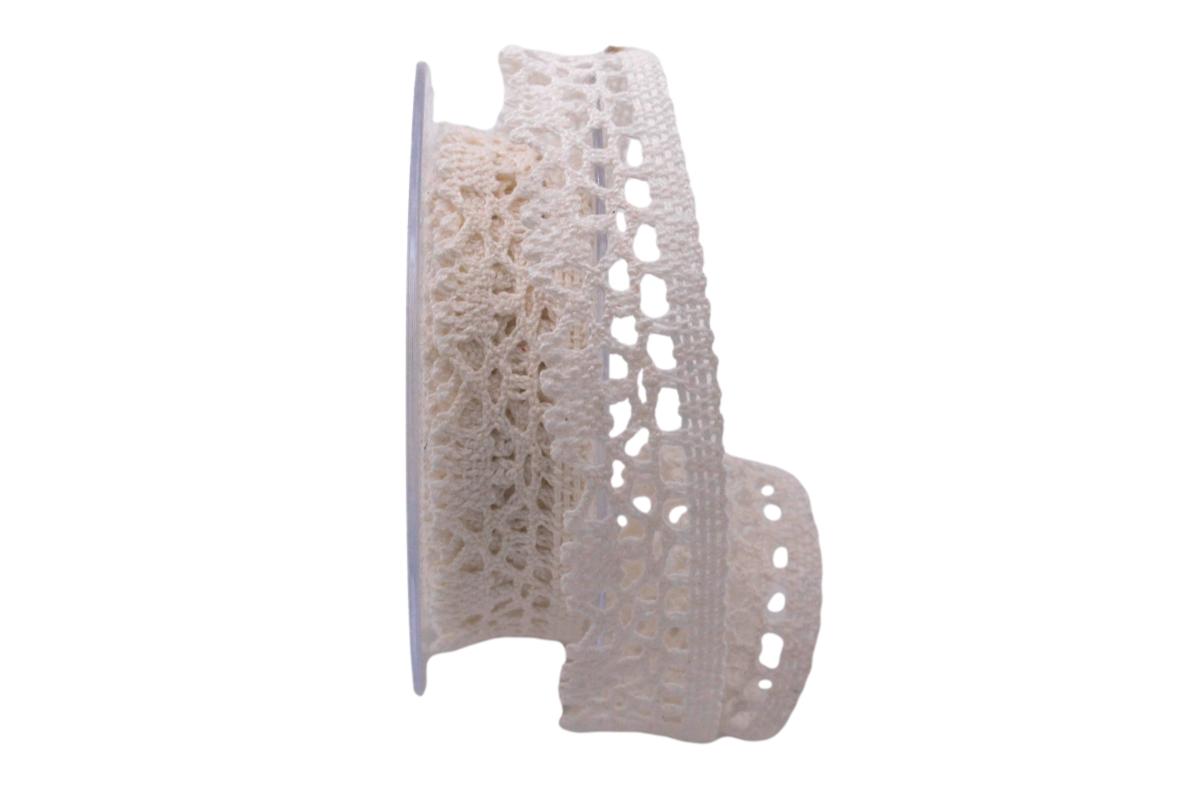 Dekoband Spitze 25mm creme ohne Draht