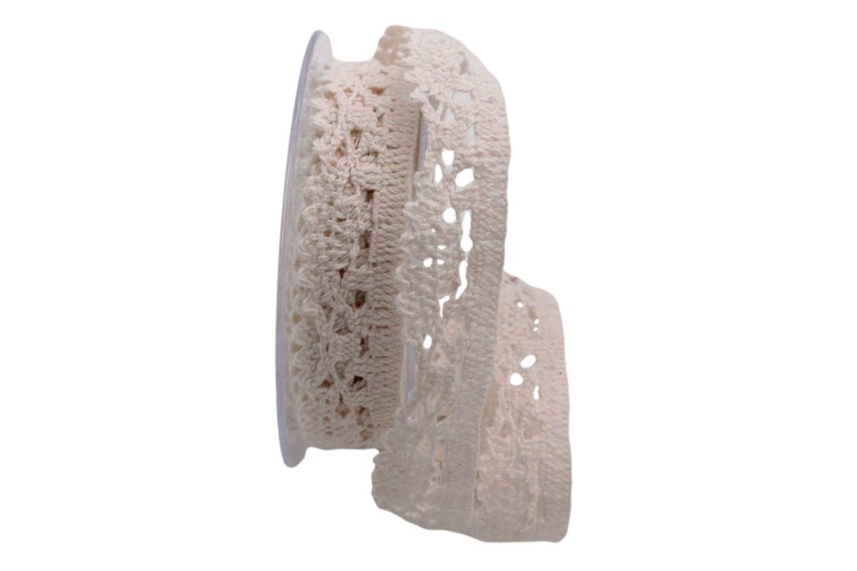 Dekoband Spitze 25mm creme ohne Draht