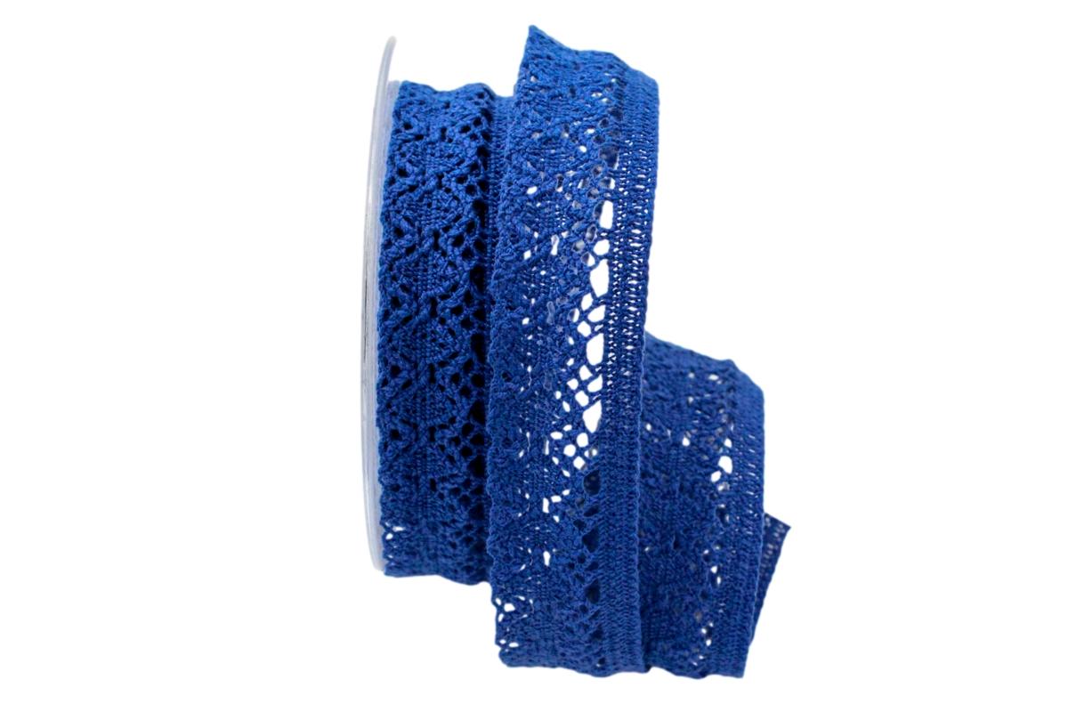 Dekoband Spitze blau 25mm ohne Draht
