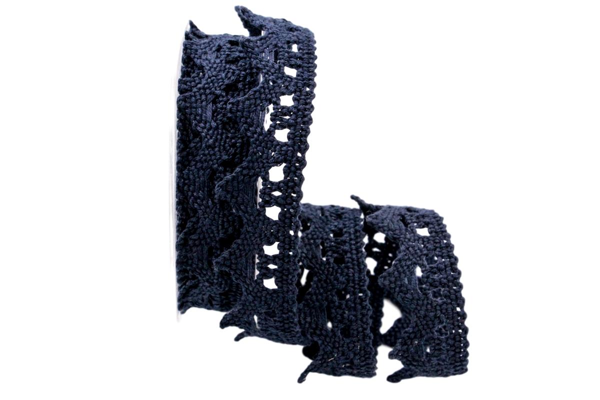 Dekoband Spitze blau 25mm ohne Draht