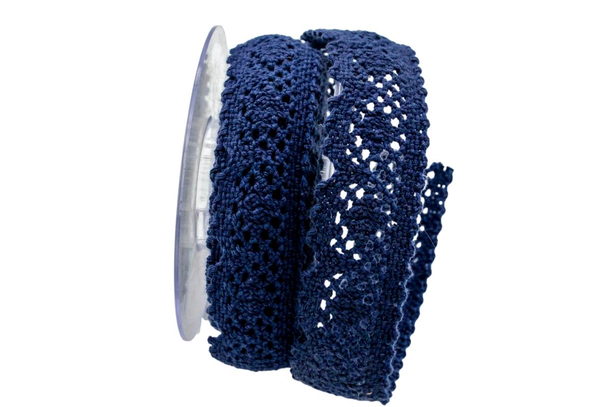 Dekoband Spitze ca.35mm blau ohne Draht