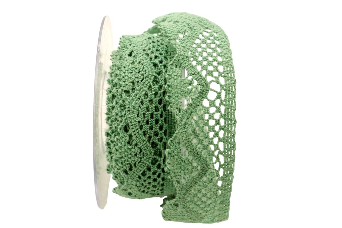 Dekoband Spitze ca.35mm grün ohne Draht
