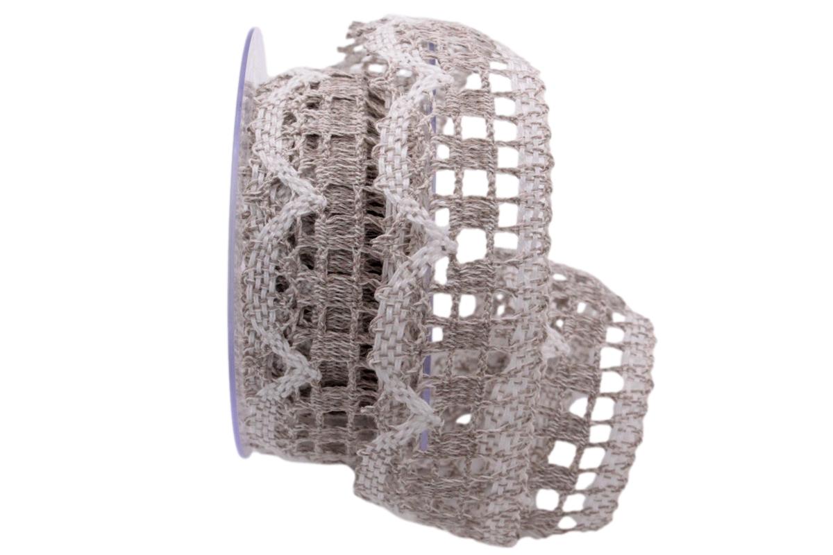 Dekoband Spitze natur / weiß 40mm ohne Draht
