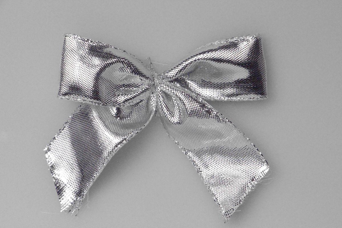 Fertigschleife 25 mm silber  25 Stück selbstklebend