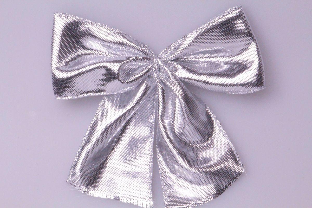 Fertigschleife 40mm silber  25 Stück selbstklebend