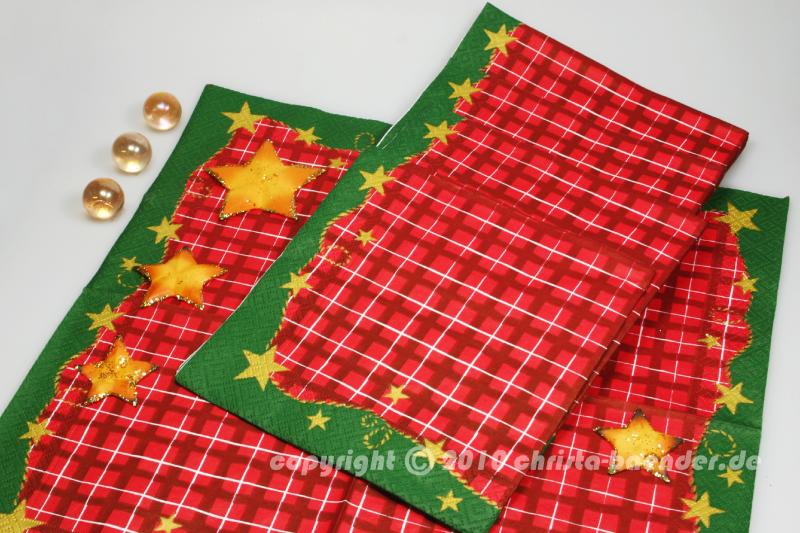 Servietten Kordelstern Rot Grün 33x33cm 20 Stück