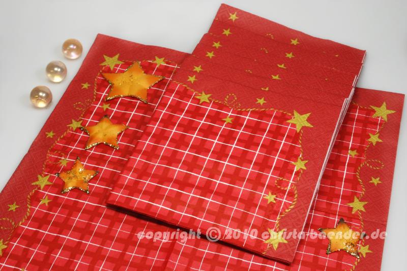 Servietten Kordelstern Rot 33x33cm 20 Stück