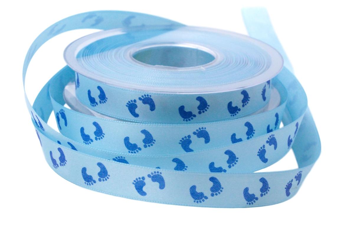 Babyband Kinderfüsschen hellblau 15mm ohne Draht