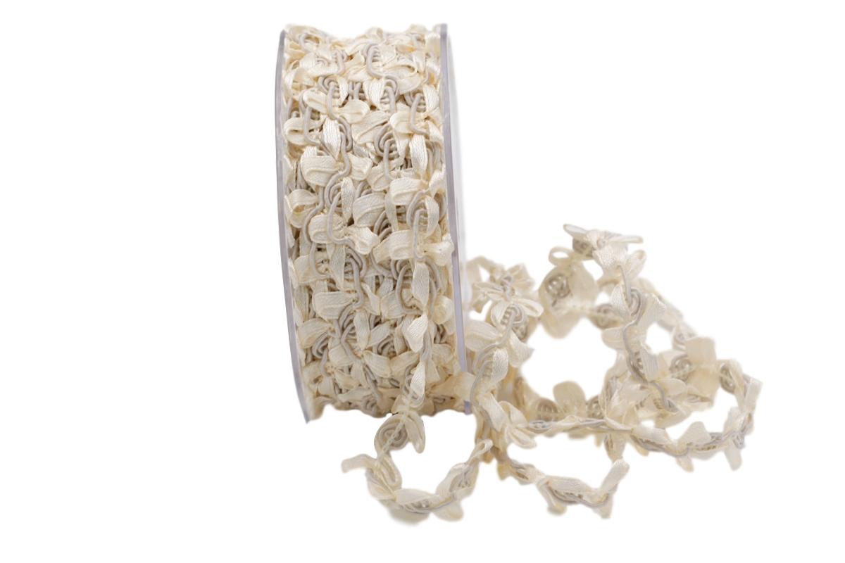 Bändchen Flowergirland Creme ohne Draht 15mm