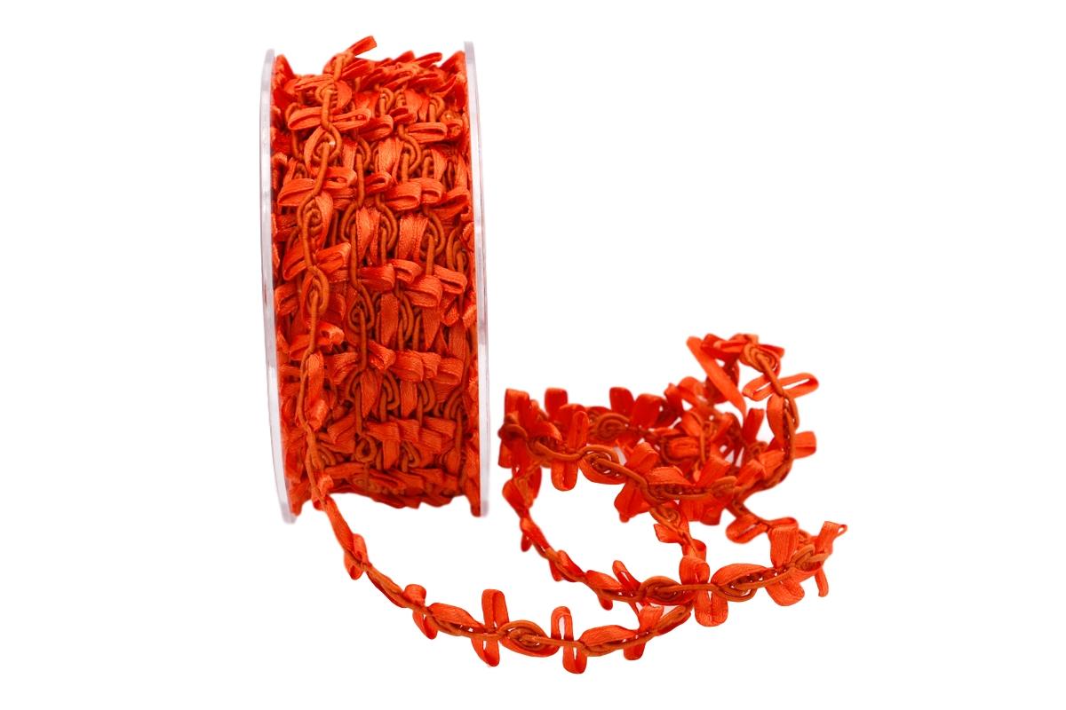 Bändchen Flowergirland Orange ohne Draht 15mm