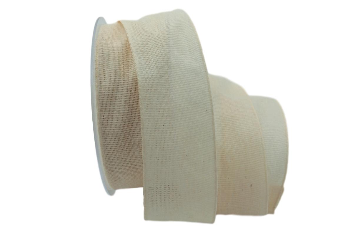 Baumwollband Cotton creme 40mm ohne Draht