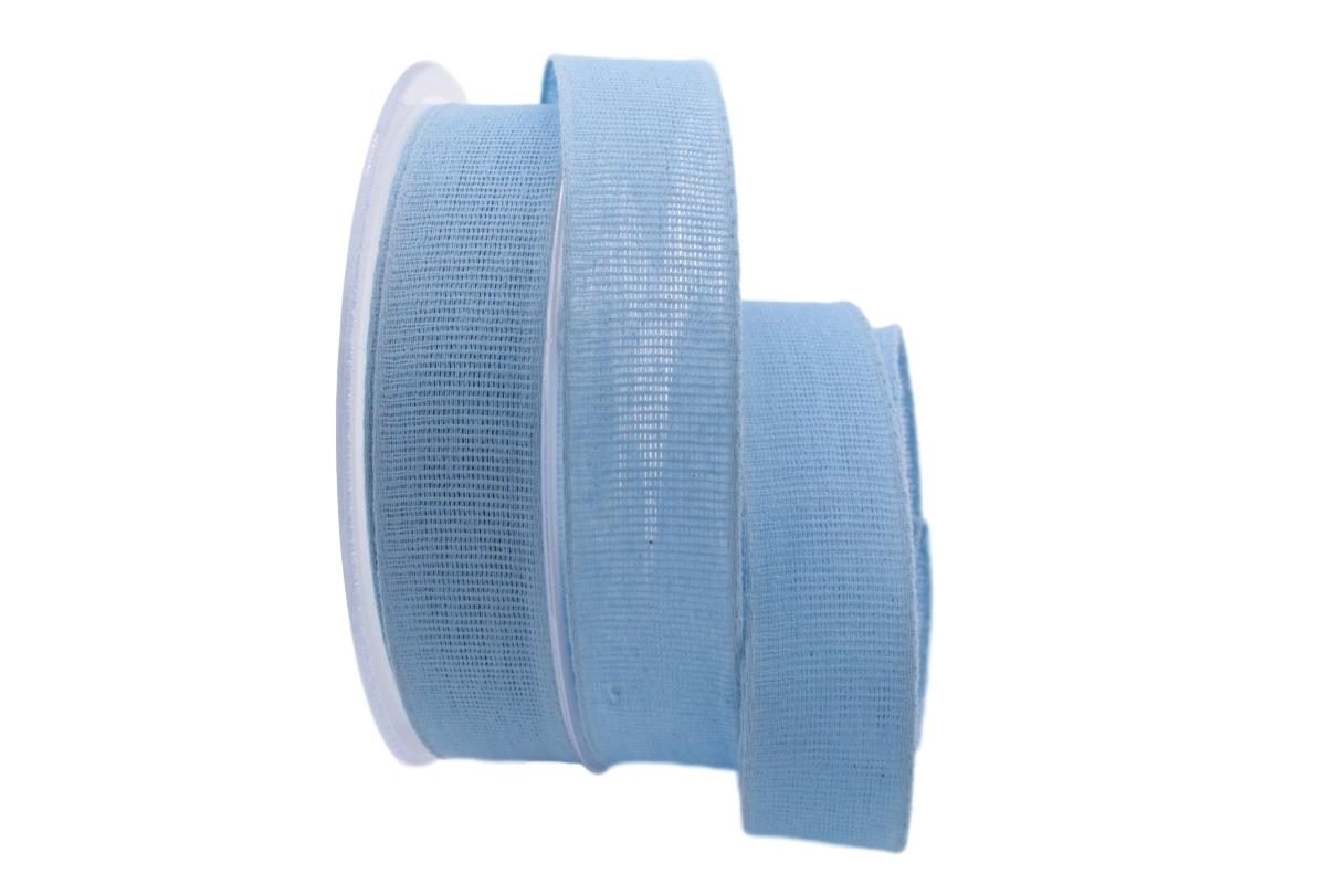 Baumwollband Cotton hellblau 25mm ohne Draht