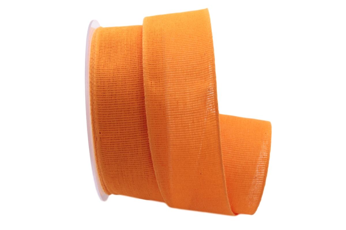 Baumwollband Cotton orange hell 40mm ohne Draht