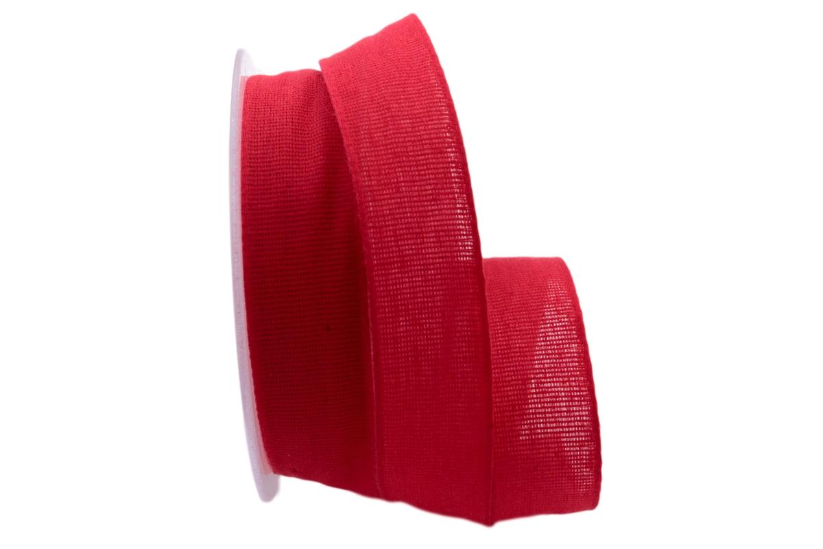 Baumwollband Cotton rot 25mm ohne Draht
