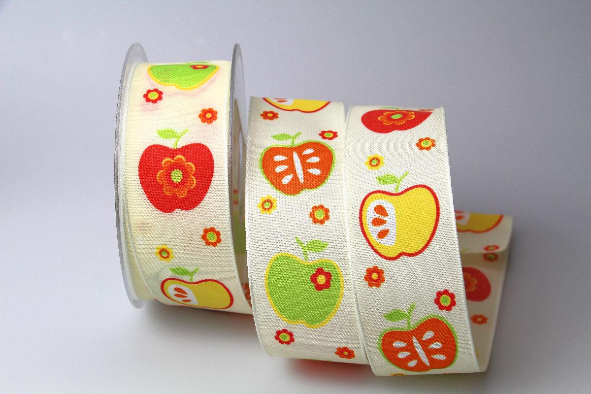 Dekoband Apfel rot 40mm mit Draht