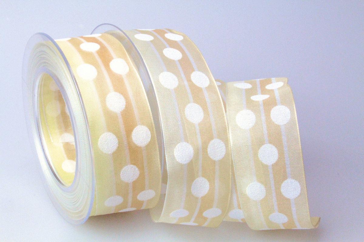 Dekoband Dots creme / sand 40mm mit Draht