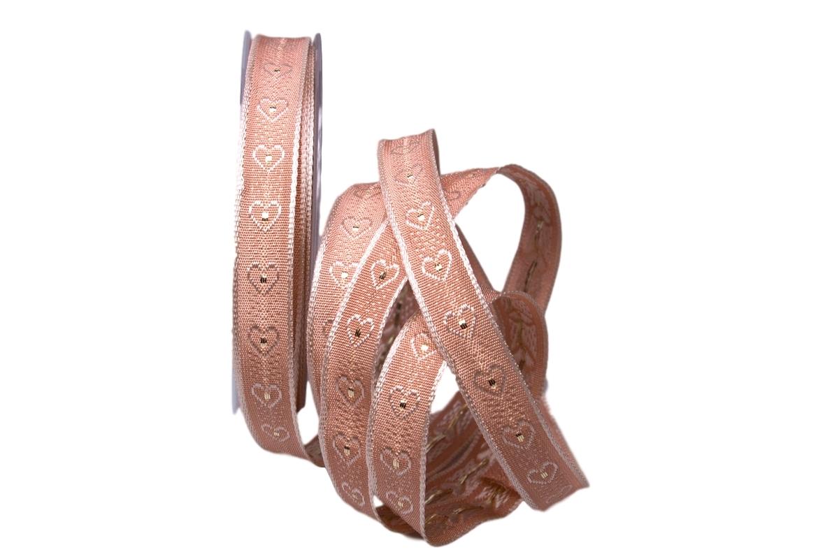 Dekoband Herzchen rosa 15mm mit Draht