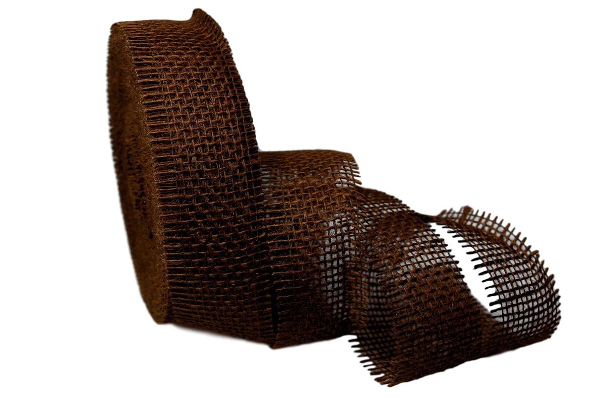 Dekoband Jute dunkelbraun 40mm ohne Draht