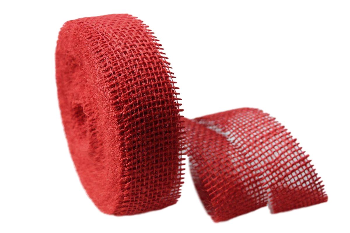 Dekoband Jute rot 40mm ohne Draht