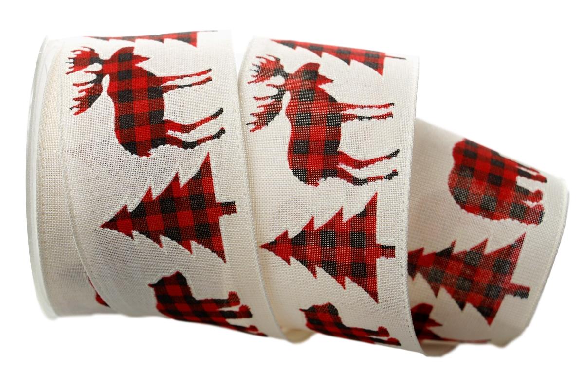 Dekoband Kanadische Winter creme mit Draht 65mm