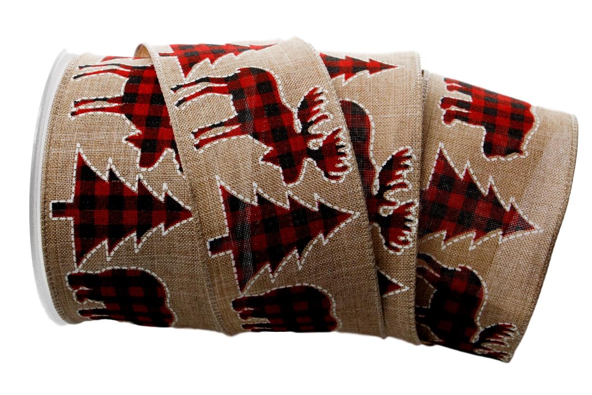 Dekoband Kanadische Winter natur mit Draht 65mm