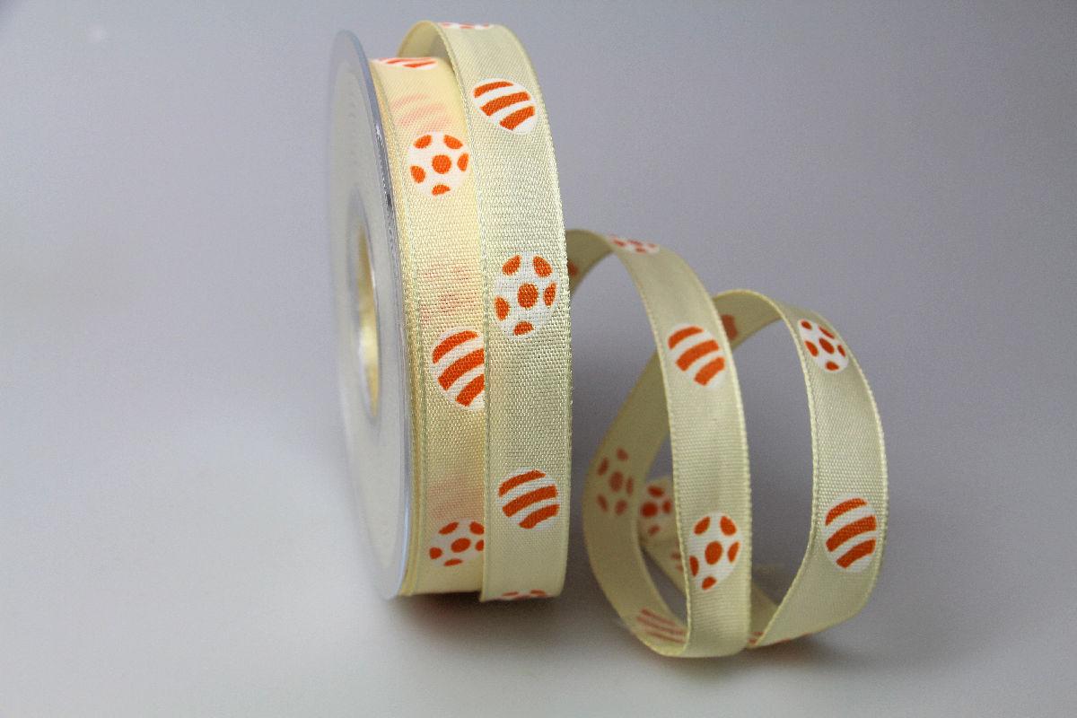 Dekoband Osterei gelb 15mm mit Draht