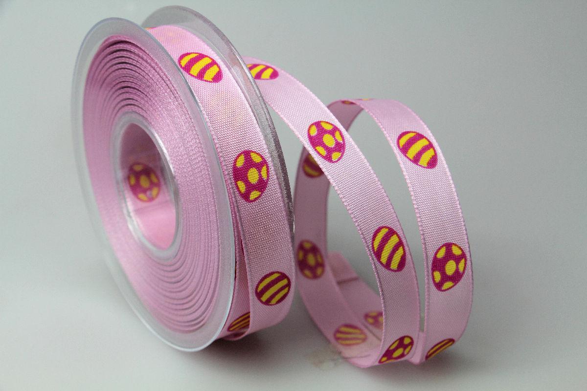 Dekoband Osterei pink 15mm mit Draht