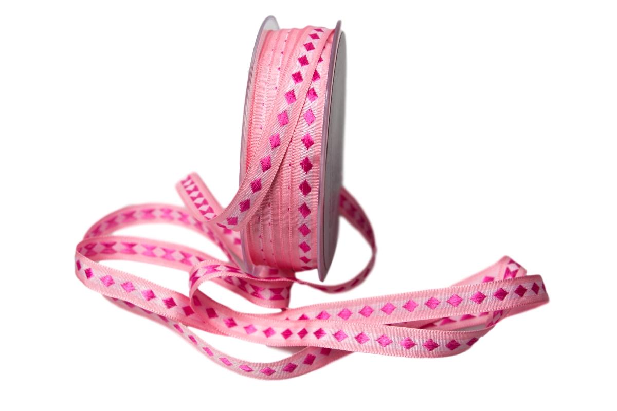 Dekoband Raute rosa 10mm ohne Draht