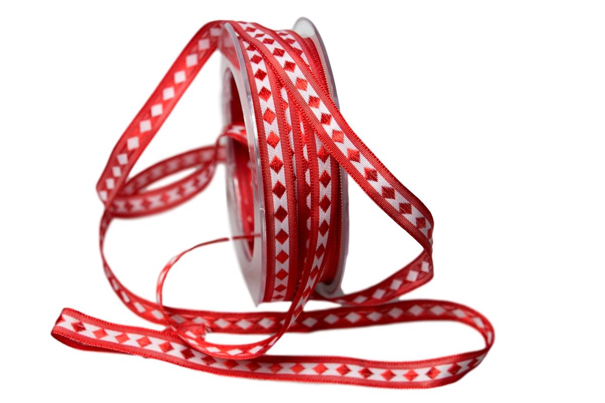 Dekoband Raute rot 10mm ohne Draht