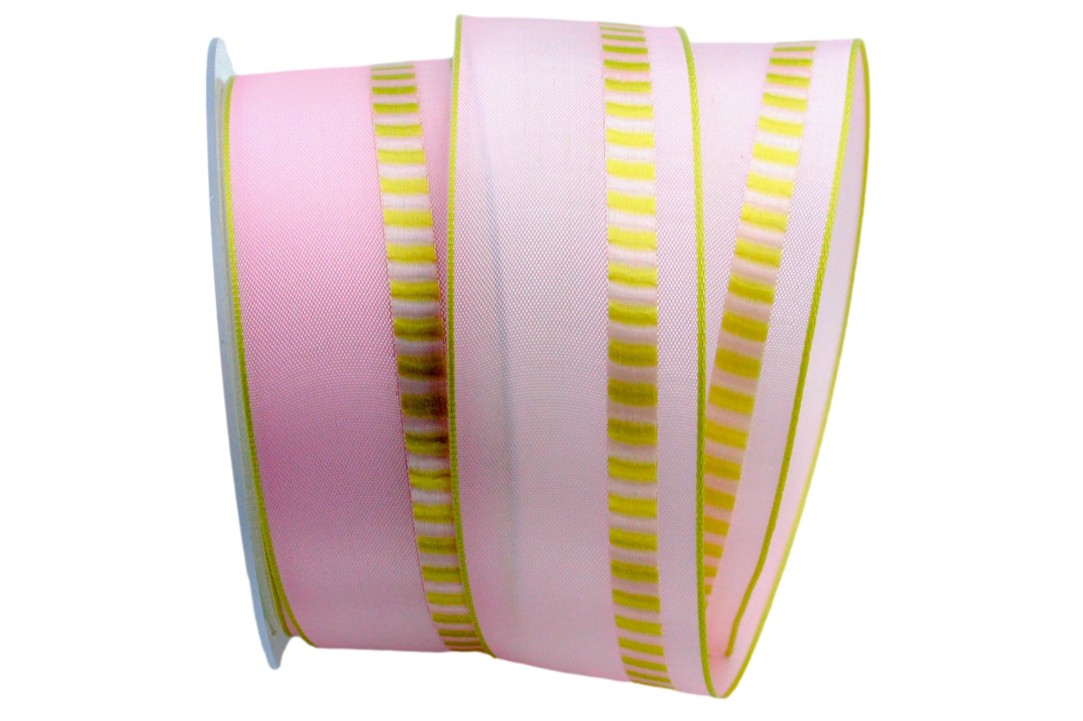 Dekoband Rosa verde Chiaro 40mm mit Draht