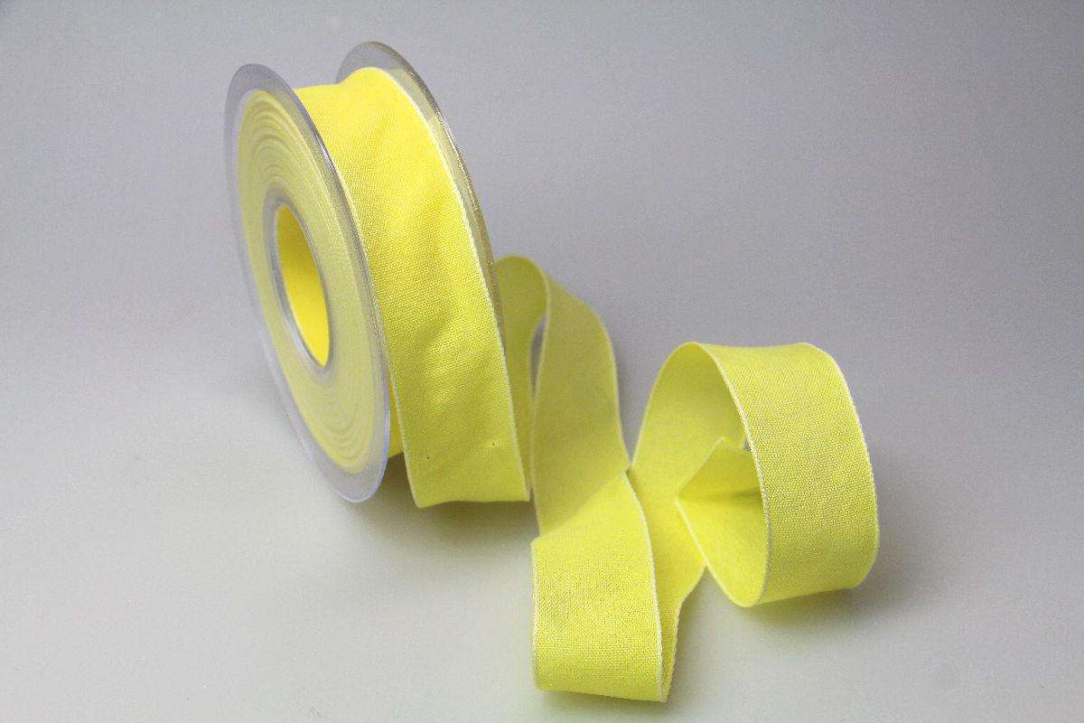 Dekoband Rustico gelb 25mm ohne Draht